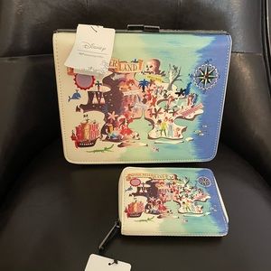 SOLD - OG Loungefly Peter Pan Neverland Map Clasp Crossbody w/ Matching Wallet